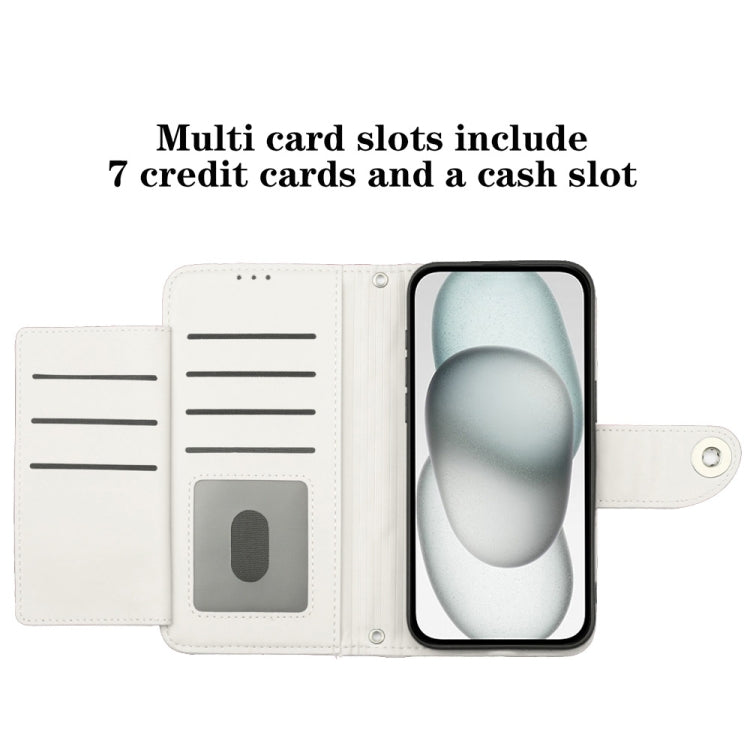 For Blackview A52 Rhombic Texture Flip Leather Phone Case with Lanyard(White) - More Brand by PMC TechLife | Online Shopping South Africa | PMC TechLife | Buy Now Pay Later Mobicred