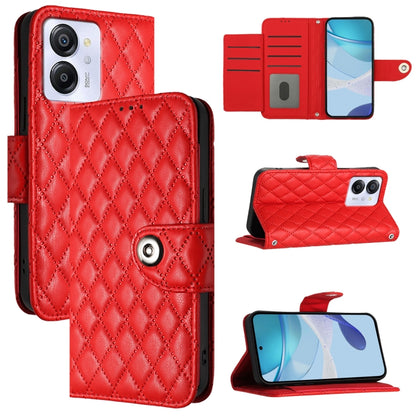 For Blackview Color 8 Rhombic Texture Flip Leather Phone Case with Lanyard(Red) - More Brand by PMC Jewellery | Online Shopping South Africa | PMC Jewellery | Buy Now Pay Later Mobicred
