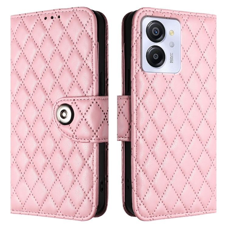 For Blackview Color 8 Rhombic Texture Flip Leather Phone Case with Lanyard(Pink) - More Brand by PMC Jewellery | Online Shopping South Africa | PMC Jewellery | Buy Now Pay Later Mobicred