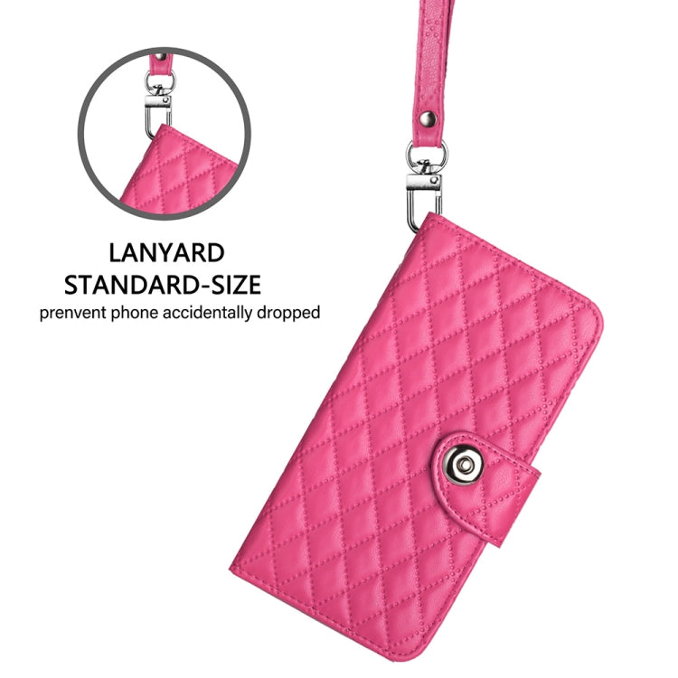 For Blackview Wave 6C Rhombic Texture Flip Leather Phone Case with Lanyard(Rose Red) - More Brand by PMC TechLife | Online Shopping South Africa | PMC TechLife | Buy Now Pay Later Mobicred