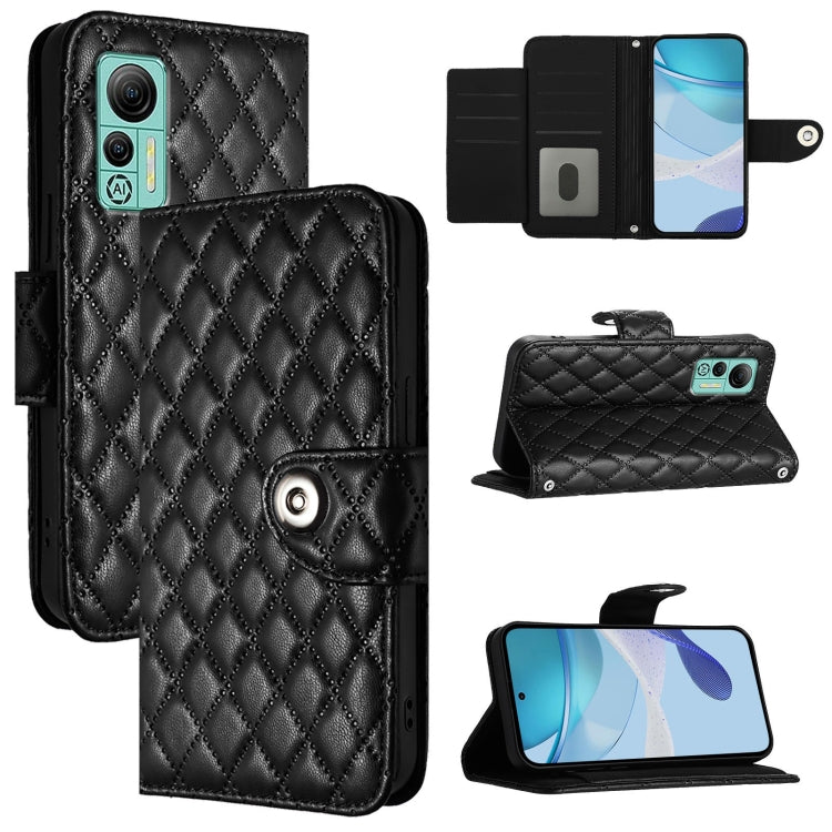 For Ulefone Note 14 Rhombic Texture Flip Leather Phone Case with Lanyard(Black) - Ulefone Cases by PMC Jewellery | Online Shopping South Africa | PMC Jewellery | Buy Now Pay Later Mobicred