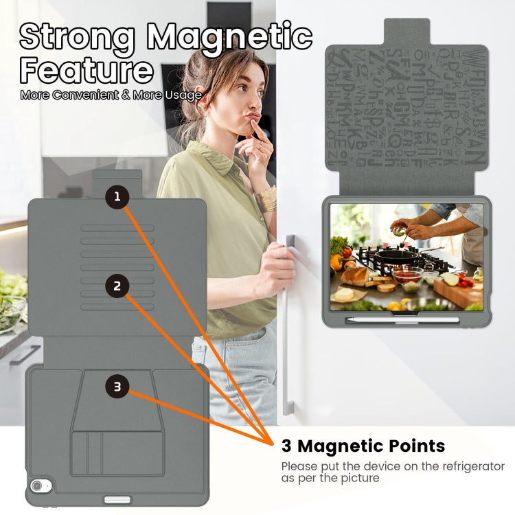 For iPad Air 11 2024 Smart B Magnetic Holder Leather Tablet Case(Grey) - iPad Air 11 2024 Cases by PMC TechLife | Online Shopping South Africa | PMC TechLife | Buy Now Pay Later Mobicred