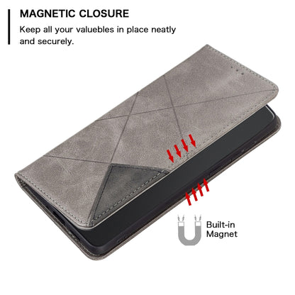 For Samsung Galaxy S25 Ultra 5G Rhombus Texture Magnetic Leather Phone Case(Grey) - Galaxy S25 Ultra 5G Cases by PMC Jewellery | Online Shopping South Africa | PMC Jewellery | Buy Now Pay Later Mobicred