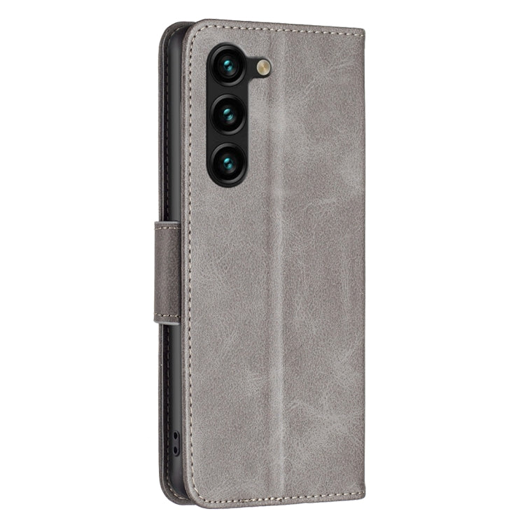 For Samsung Galaxy S25+ 5G Lambskin Texture Pure Color Flip Leather Phone Case(Grey) - Galaxy S25+ 5G Cases by PMC Jewellery | Online Shopping South Africa | PMC Jewellery | Buy Now Pay Later Mobicred