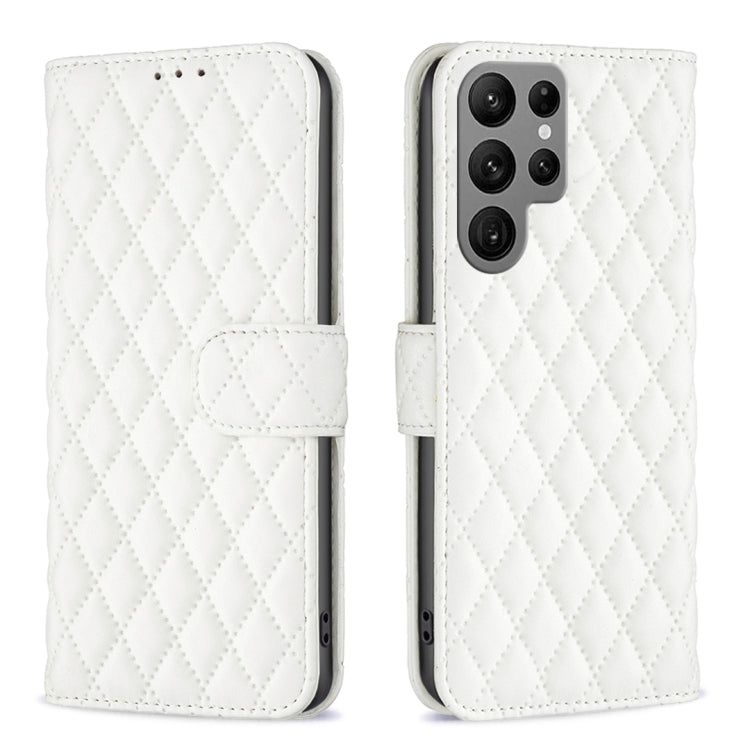 For Samsung Galaxy S25 Ultra 5G Diamond Lattice Wallet Flip Leather Phone Case(White) - Galaxy S25 Ultra 5G Cases by PMC Jewellery | Online Shopping South Africa | PMC Jewellery | Buy Now Pay Later Mobicred