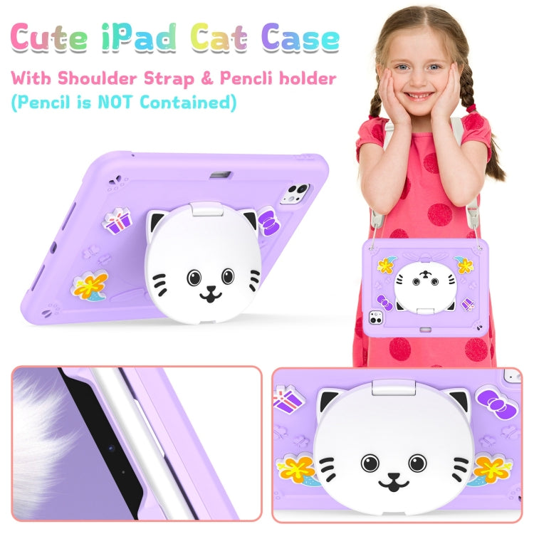 For iPad Pro 11 2024 Cat Holder Silicone Hybrid PC Tablet Case with Strap(Purple) - iPad Pro 11 2024 Cases by PMC Jewellery | Online Shopping South Africa | PMC Jewellery | Buy Now Pay Later Mobicred