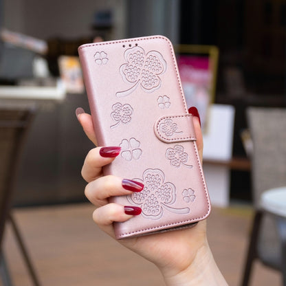 For Samsung Galaxy S25 Ultra 5G Four-leaf Embossed Leather Phone Case(Pink) - Galaxy S25 Ultra 5G Cases by PMC Jewellery | Online Shopping South Africa | PMC Jewellery | Buy Now Pay Later Mobicred