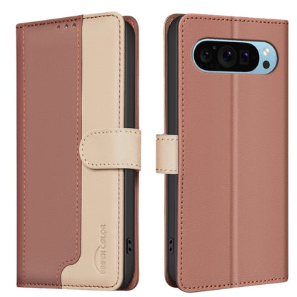 For Google Pixel 9 Color Matching RFID Anti-theft Leather Phone Case(Brown) - Google Cases by PMC Jewellery | Online Shopping South Africa | PMC Jewellery | Buy Now Pay Later Mobicred