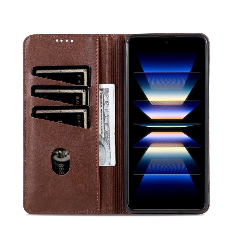 For Samsung Galaxy S24 FE 5G AZNS Magnetic Calf Texture Flip Leather Phone Case(Dark Brown) - Galaxy S24 FE 5G Cases by AZNS | Online Shopping South Africa | PMC Jewellery | Buy Now Pay Later Mobicred