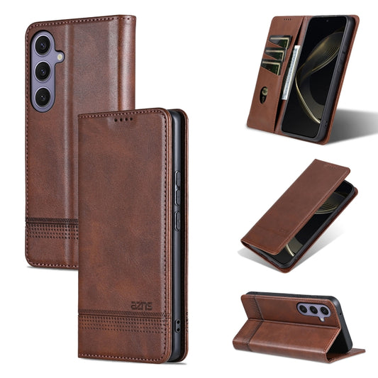 For Samsung Galaxy S25 5G AZNS Magnetic Calf Texture Flip Leather Phone Case(Dark Brown) - Galaxy S25 5G Cases by AZNS | Online Shopping South Africa | PMC Jewellery | Buy Now Pay Later Mobicred