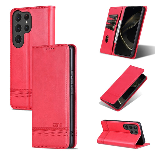 For Samsung Galaxy S25 Ultra 5G AZNS Magnetic Calf Texture Flip Leather Phone Case(Red) - Galaxy S25 Ultra 5G Cases by AZNS | Online Shopping South Africa | PMC Jewellery | Buy Now Pay Later Mobicred