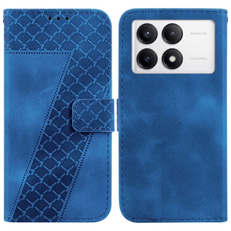 For Xiaomi Redmi K70 / K70 Pro Seven-shaped Embossed Leather Phone Case(Blue) - K70 Cases by PMC Jewellery | Online Shopping South Africa | PMC Jewellery | Buy Now Pay Later Mobicred