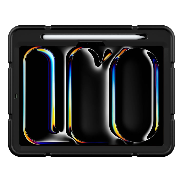 For iPad Pro 11 2024 Armor Holder Silicone Hybrid PC Tablet Case(Black) - iPad Pro 11 2024 Cases by PMC TechLife | Online Shopping South Africa | PMC TechLife | Buy Now Pay Later Mobicred