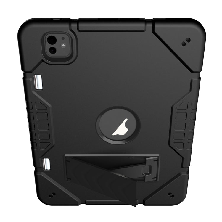 For iPad Pro 11 2024 Armor Holder Silicone Hybrid PC Tablet Case(Black) - iPad Pro 11 2024 Cases by PMC TechLife | Online Shopping South Africa | PMC TechLife | Buy Now Pay Later Mobicred