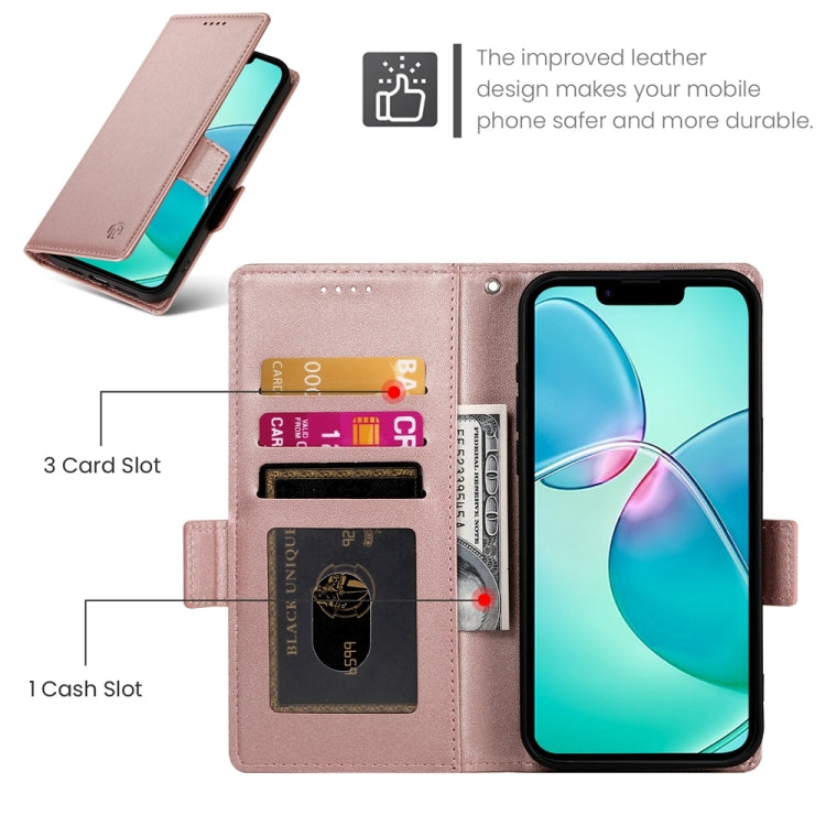 For iPhone SE 2024 Side Buckle Magnetic Frosted Leather Phone Case(Rose Gold) - More iPhone Cases by PMC Jewellery | Online Shopping South Africa | PMC Jewellery | Buy Now Pay Later Mobicred