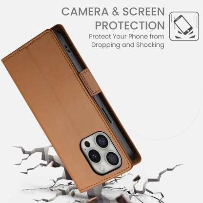 For iPhone 16 Pro Side Buckle Magnetic Frosted Leather Phone Case(Brown) - iPhone 16 Pro Cases by PMC Jewellery | Online Shopping South Africa | PMC Jewellery | Buy Now Pay Later Mobicred