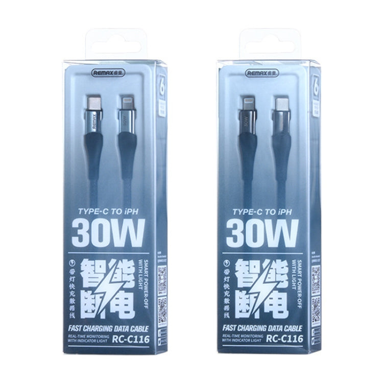 REMAX RC-C116 1.2m 30W Type-C to 8 Pin Smart Power-off Fast Charging Data Cable(Dark Blue) - 2 in 1 Cable by REMAX | Online Shopping South Africa | PMC Jewellery | Buy Now Pay Later Mobicred