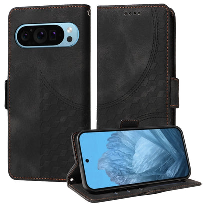 For Google Pixel 9 / 9 Pro Embossed Rhombus Starry Leather Phone Case(Black) - Google Cases by PMC Jewellery | Online Shopping South Africa | PMC Jewellery | Buy Now Pay Later Mobicred