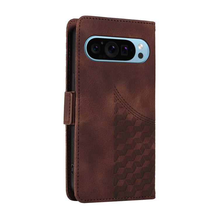 For Google Pixel 9 / 9 Pro Embossed Rhombus Starry Leather Phone Case(Brown) - Google Cases by PMC Jewellery | Online Shopping South Africa | PMC Jewellery | Buy Now Pay Later Mobicred