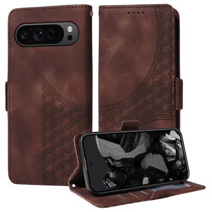 For Google Pixel 9 Pro XL Embossed Rhombus Starry Leather Phone Case(Brown) - Google Cases by PMC Jewellery | Online Shopping South Africa | PMC Jewellery | Buy Now Pay Later Mobicred