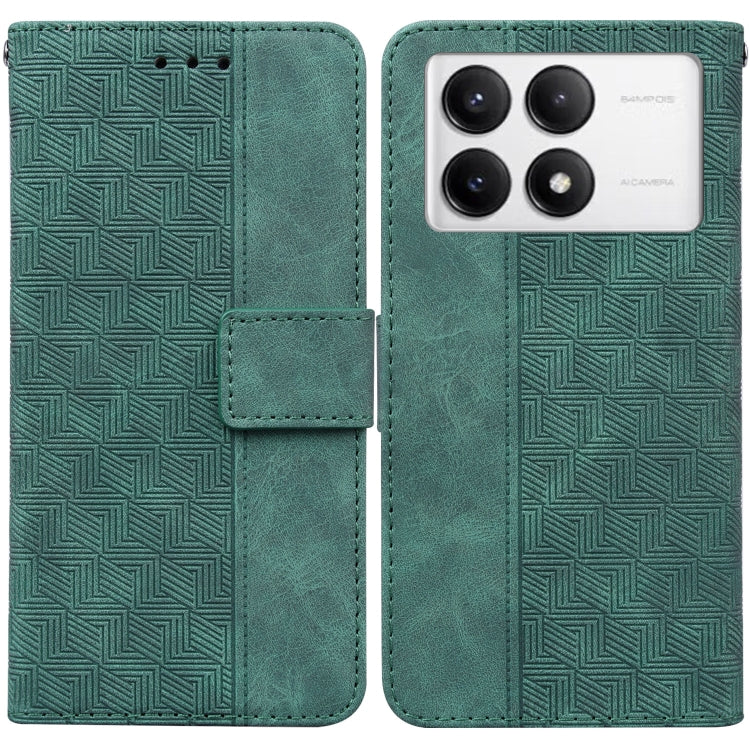 For Xiaomi Redmi K70 Pro / K70 Geometric Embossed Leather Phone Case(Green) - K70 Cases by PMC Jewellery | Online Shopping South Africa | PMC Jewellery | Buy Now Pay Later Mobicred