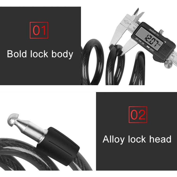 Bicycle Portable Anti-theft Lock Steel Cable Lock with Lock Frame, Style:B Style 120cm Black - Bicycle Locks & Bicycle Pumps by PMC TechLife | Online Shopping South Africa | PMC TechLife