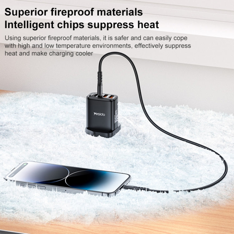Yesido YC86 17W USB-C / Type-C + Dual USB Digital Display Charger, Specification:UK Plug(Black) - USB Charger by Yesido | Online Shopping South Africa | PMC TechLife | Buy Now Pay Later Mobicred