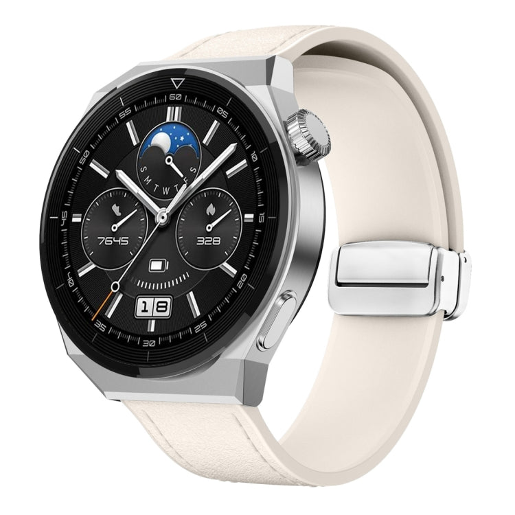 22mm Magnetic Silver Buckle Silicone Leather Watch Band(Starlight) - free shipping - PMC TechLife - Order now!