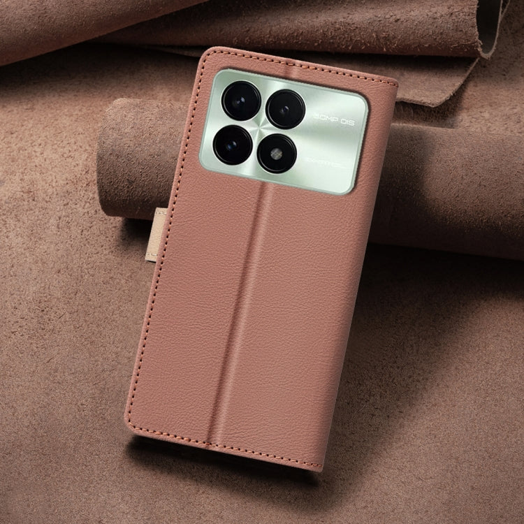 For Xiaomi Redmi K70 / K70 Pro Color Matching RFID Anti-theft Leather Phone Case(Brown) - Xiaomi Cases by PMC Jewellery | Online Shopping South Africa | PMC Jewellery | Buy Now Pay Later Mobicred