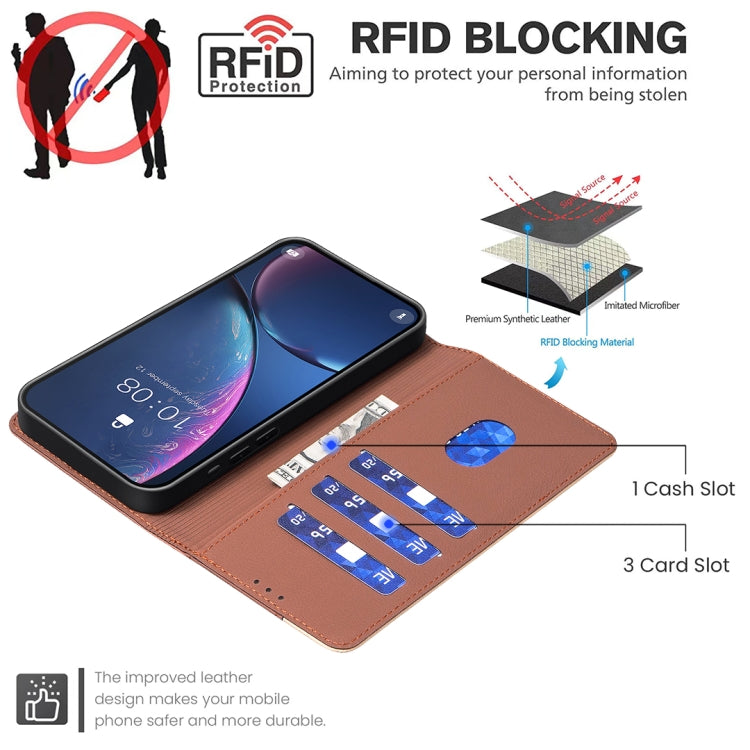 For Xiaomi Redmi K70 / K70 Pro Color Matching RFID Anti-theft Leather Phone Case(Brown) - Xiaomi Cases by PMC Jewellery | Online Shopping South Africa | PMC Jewellery | Buy Now Pay Later Mobicred