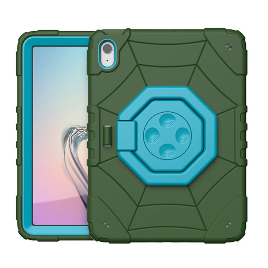 For iPad Air 11 2025 / 2024 Spider Turntable Handle Stress Relief Tablet Case(Army Green Blue) - iPad Air 11 2025 / 2024 Cases by PMC Jewellery | Online Shopping South Africa | PMC Jewellery | Buy Now Pay Later Mobicred