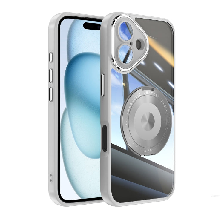 For iPhone 16 Plus 360 Holder Magsafe Acrylic Hybrid TPU Phone Case(Grey) - iPhone 16 Plus Cases by PMC Jewellery | Online Shopping South Africa | PMC Jewellery | Buy Now Pay Later Mobicred