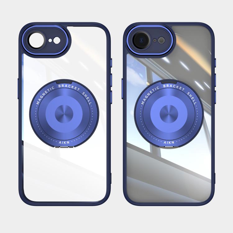 For iPhone 16e 360 Holder Magsafe Acrylic Hybrid TPU Phone Case(Blue) - iPhone 16e Cases by PMC TechLife | Online Shopping South Africa | PMC TechLife | Buy Now Pay Later Mobicred