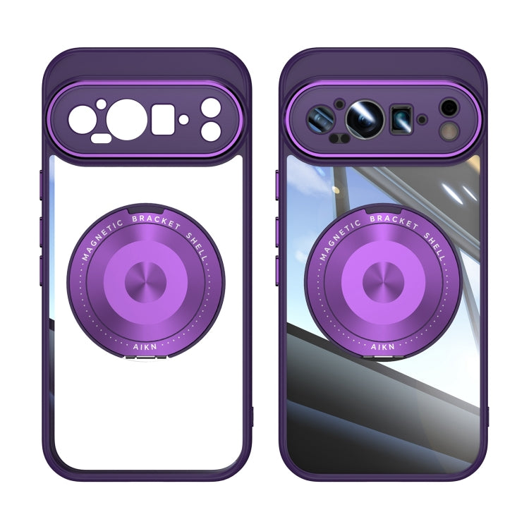 For Google Pixel 9 / 9 Pro 360 Holder Magsafe Acrylic Hybrid TPU Phone Case(Purple) - Google Cases by PMC Jewellery | Online Shopping South Africa | PMC Jewellery | Buy Now Pay Later Mobicred