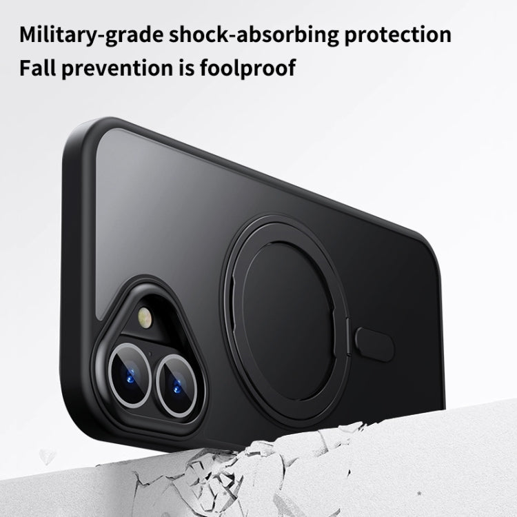 For iPhone 16 360 Rotating MagSafe Magnetic Frosted Phone Case(Black) - iPhone 16 Cases by PMC TechLife | Online Shopping South Africa | PMC TechLife | Buy Now Pay Later Mobicred