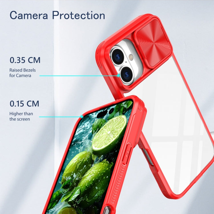 For iPhone 16 Plus Sliding Camshield Acrylic Hybrid TPU Phone Case(Red) - iPhone 16 Plus Cases by PMC TechLife | Online Shopping South Africa | PMC TechLife | Buy Now Pay Later Mobicred