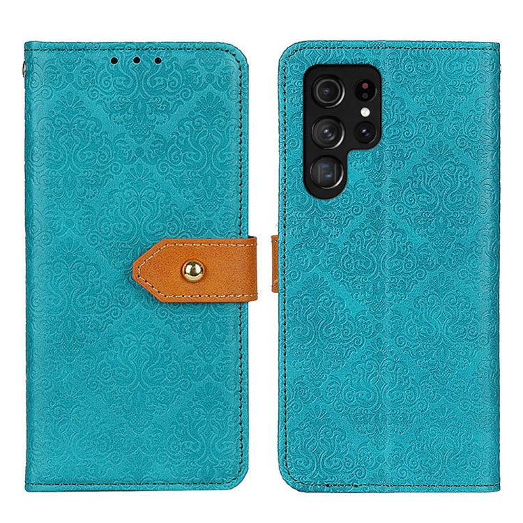 For Samsung Galaxy S25 Ultra 5G European Floral Embossed Leather Phone Case(Blue) - Galaxy S25 Ultra 5G Cases by PMC Jewellery | Online Shopping South Africa | PMC Jewellery | Buy Now Pay Later Mobicred