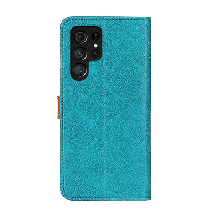 For Samsung Galaxy S25 Ultra 5G European Floral Embossed Leather Phone Case(Blue) - Galaxy S25 Ultra 5G Cases by PMC Jewellery | Online Shopping South Africa | PMC Jewellery | Buy Now Pay Later Mobicred