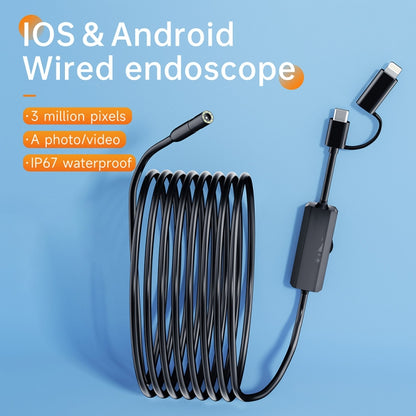 AN112 2 in 1 USB-C / Type-C + 8 Pin Interface 8mm HD Industry Endoscope, Length:1m Soft Tube -  by PMC Jewellery | Online Shopping South Africa | PMC Jewellery | Buy Now Pay Later Mobicred