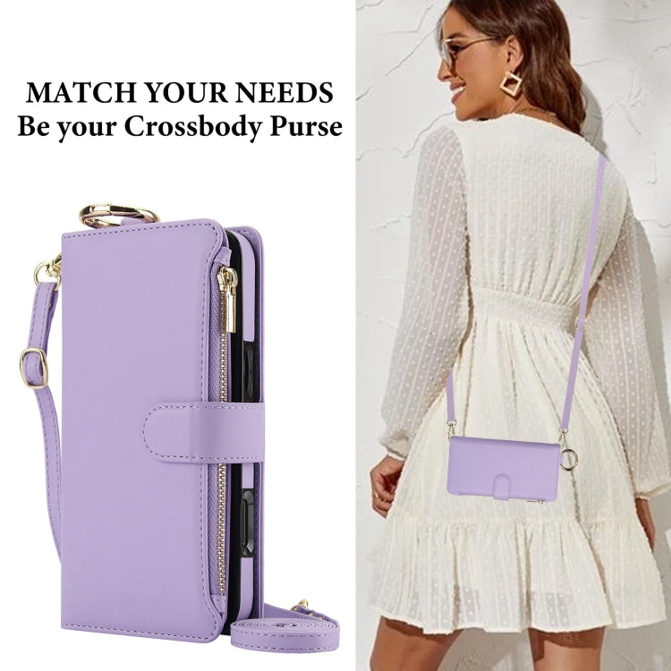 For iPhone 16 Plus Crossbody Ring Multifunctional Wallet Leather Phone Case(Purple) - iPhone 16 Plus Cases by PMC Jewellery | Online Shopping South Africa | PMC Jewellery | Buy Now Pay Later Mobicred