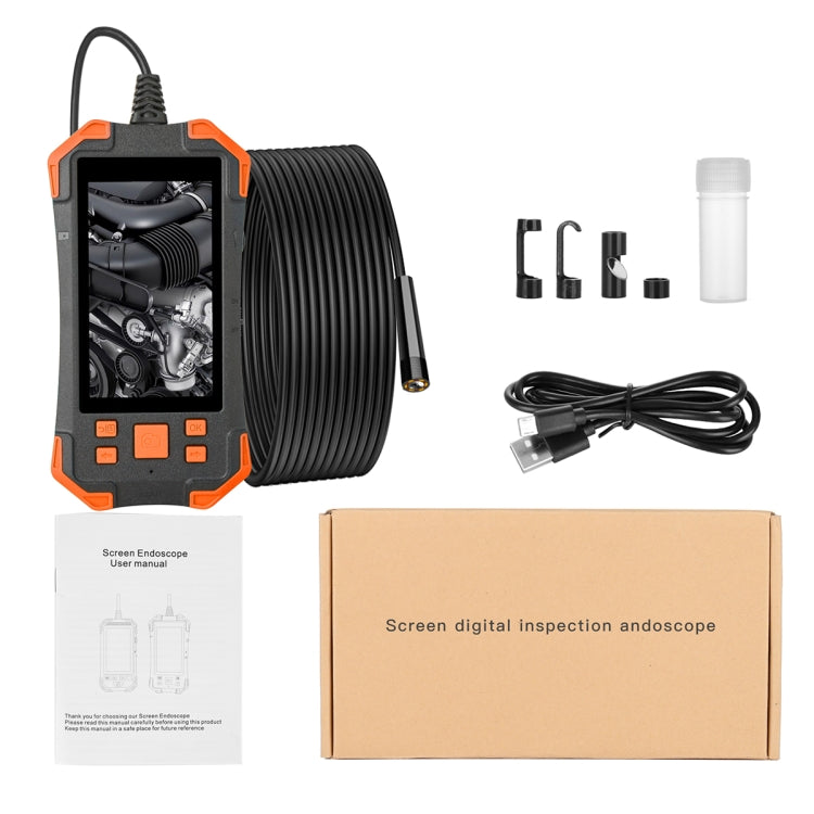 T20 4.3 inch IPS Screen 7.9mm Triple Camera IP67 Waterproof Hard Cable Digital Endoscope, Length:2m(Black Orange) -  by PMC TechLife | Online Shopping South Africa | PMC TechLife | Buy Now Pay Later Mobicred