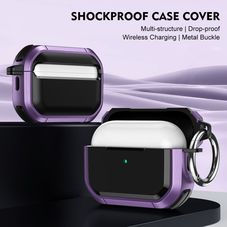 For AirPods Pro / Pro 2 Armor TPU + PC Earbuds Box Protective Case with Metal Buckle(Cyan) - For AirPods Pro 2 by PMC Jewellery | Online Shopping South Africa | PMC Jewellery | Buy Now Pay Later Mobicred