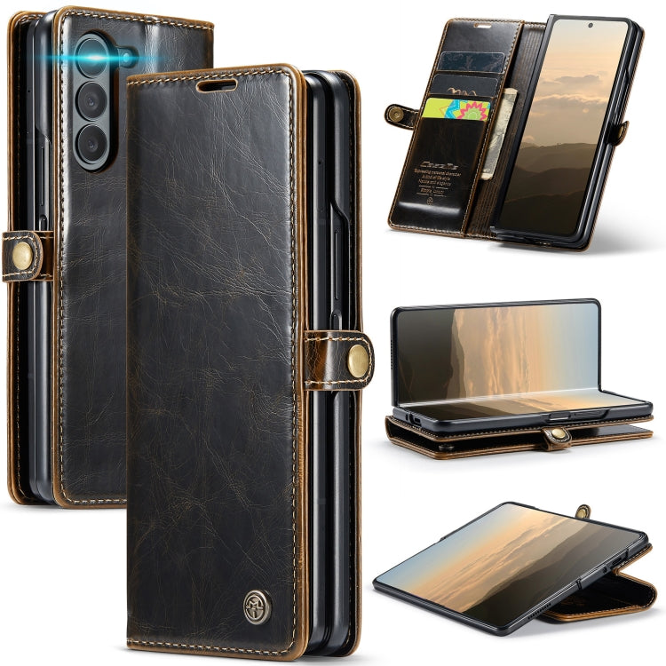 For Samsung Galaxy Z Fold6 5G CaseMe 003 Crazy Horse Texture Flip Leather Phone Case(Coffee) - Galaxy Z Fold6 5G Cases by CaseMe | Online Shopping South Africa | PMC Jewellery | Buy Now Pay Later Mobicred