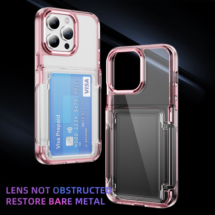 For iPhone 16 Pro Max Card Holder Acrylic Hybrid TPU Phone Case(Transparent Pink) - iPhone 16 Pro Max Cases by PMC Jewellery | Online Shopping South Africa | PMC Jewellery | Buy Now Pay Later Mobicred