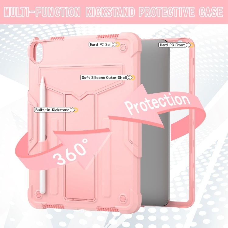 For iPad Air 11 2024 T Holder Robot Silicone Hybrid PC Tablet Case(Rose Gold) - iPad Air 11 2024 Cases by PMC Jewellery | Online Shopping South Africa | PMC Jewellery | Buy Now Pay Later Mobicred