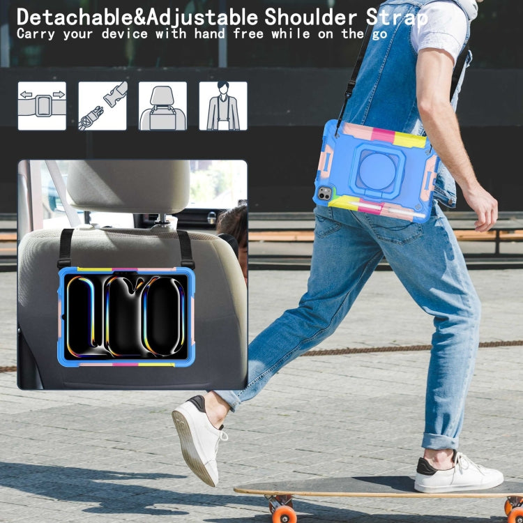 For iPad Pro 11 2024 Handle Grip Holder Silicone Hybrid PC Tablet Case with Strap(Camouflage Blue) - iPad Pro 11 2024 Cases by PMC TechLife | Online Shopping South Africa | PMC TechLife | Buy Now Pay Later Mobicred