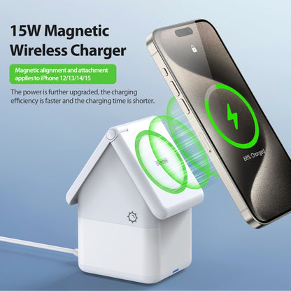 DUZZONA W20 4 in 1 15W Magnetic Wireless Charger Station(White) - Wireless Charger by DUZZONA | Online Shopping South Africa | PMC Jewellery | Buy Now Pay Later Mobicred