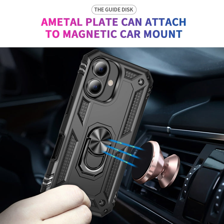 For iPhone 16 Shockproof TPU Hybrid PC Phone Case with Holder(Black) - iPhone 16 Cases by PMC TechLife | Online Shopping South Africa | PMC TechLife | Buy Now Pay Later Mobicred