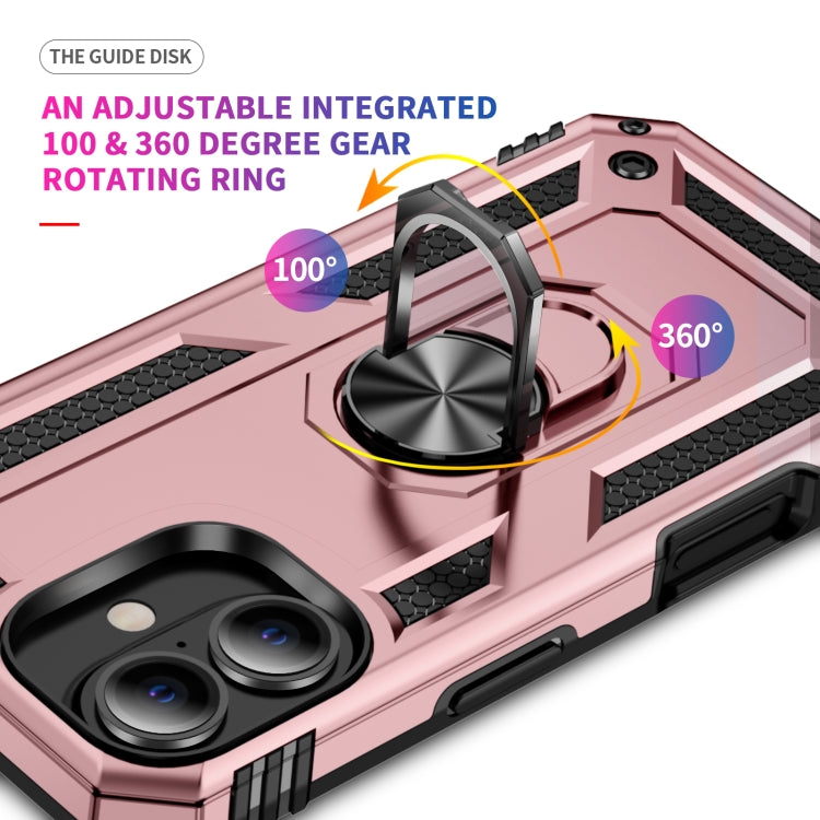 For iPhone 16 Shockproof TPU Hybrid PC Phone Case with Holder(Rose Gold) - iPhone 16 Cases by PMC TechLife | Online Shopping South Africa | PMC TechLife | Buy Now Pay Later Mobicred