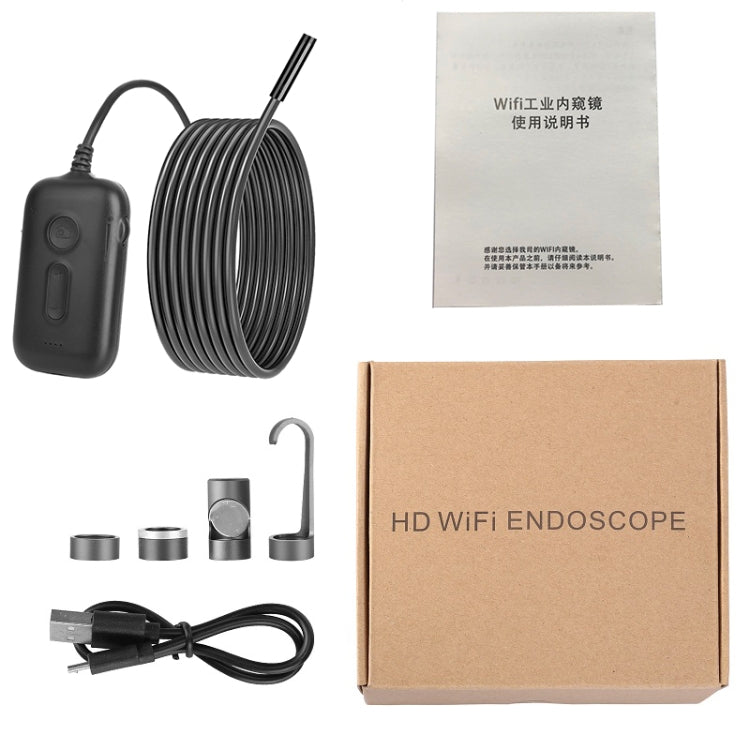 Y15 5.5mm Dual Camera WiFi Connected Hard Cable HD Industrial Endoscope, Length:5m(Black) -  by PMC TechLife | Online Shopping South Africa | PMC TechLife | Buy Now Pay Later Mobicred